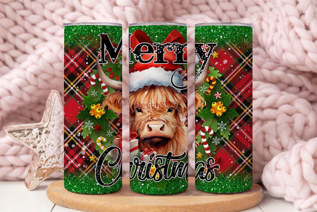 Christmas cow 20 oz skinny tumbler sublimation design Merry Christmas digital PNG design Sublimation DesignSVG 