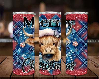 Christmas cow 20 oz skinny tumbler sublimation design Merry Christmas digital PNG design Sublimation ToriDesigns 