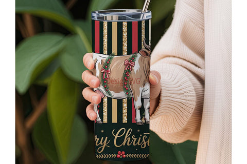 Christmas Cow 20oz Tumbler Wrap Sublimation DesignSVG 