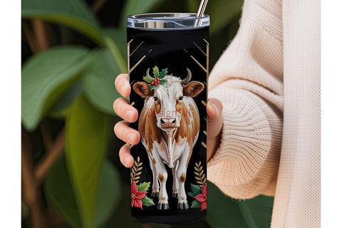 Christmas Cow 20oz Tumbler Wrap Sublimation DesignSVG 