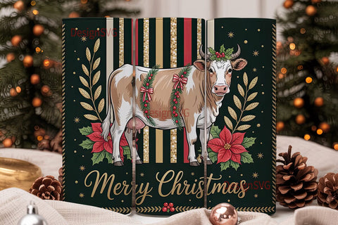 Christmas Cow 20oz Tumbler Wrap Sublimation DesignSVG 