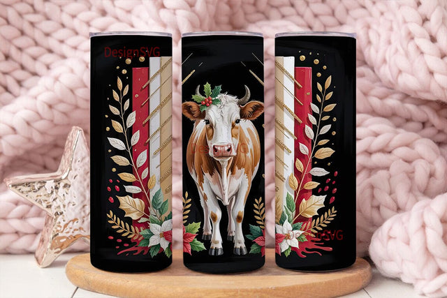 Christmas Cow 20oz Tumbler Wrap Sublimation DesignSVG 