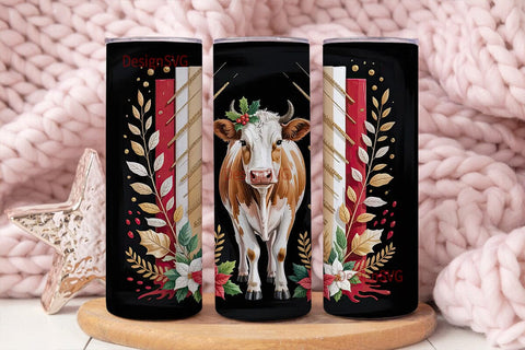 Christmas Cow 20oz Tumbler Wrap Sublimation DesignSVG 