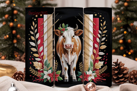 Christmas Cow 20oz Tumbler Wrap Sublimation DesignSVG 