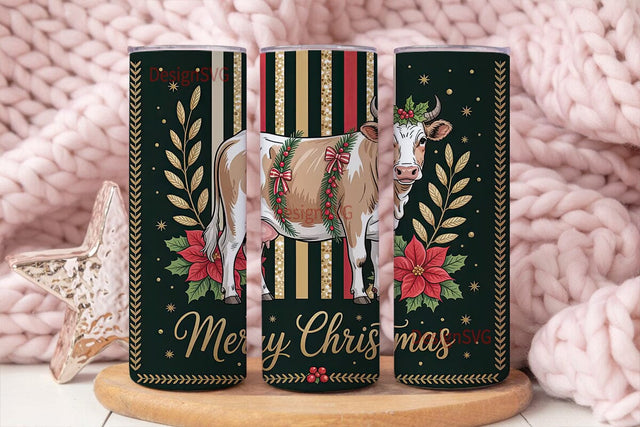 Christmas Cow 20oz Tumbler Wrap Sublimation DesignSVG 