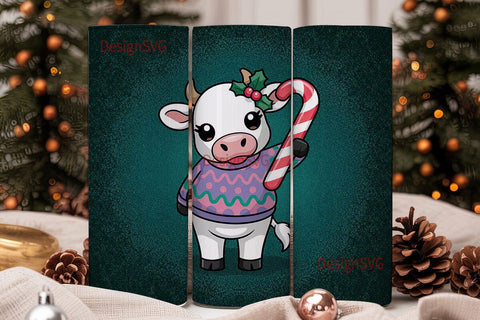 Christmas Cow 20oz Tumbler Wrap Sublimation DesignSVG 