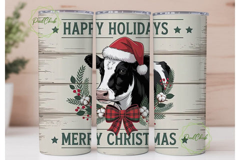 Christmas Cow 20oz Tumbler Wrap Sublimation PixelChick 