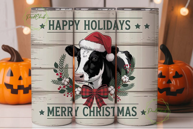 Christmas Cow 20oz Tumbler Wrap Sublimation PixelChick 