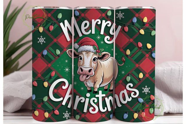 Christmas Cow 20oz Tumbler Wrap Sublimation PixelChick 
