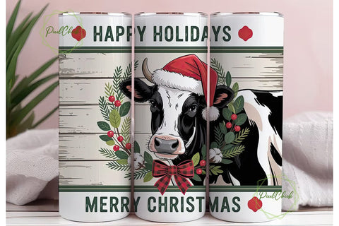 Christmas Cow 20oz Tumbler Wrap Sublimation PixelChick 