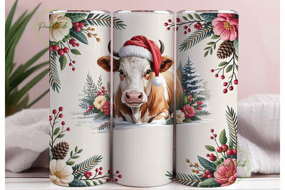 Christmas Cow 20oz Tumbler Wrap Sublimation PixelChick 