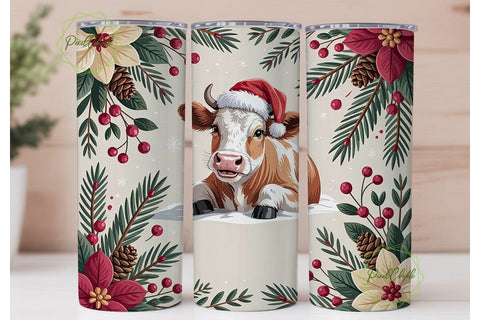 Christmas Cow 20oz Tumbler Wrap Sublimation PixelChick 