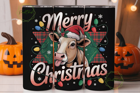 Christmas Cow 20oz Tumbler Wrap Sublimation PixelChick 