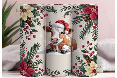 Christmas Cow 20oz Tumbler Wrap Sublimation PixelChick 