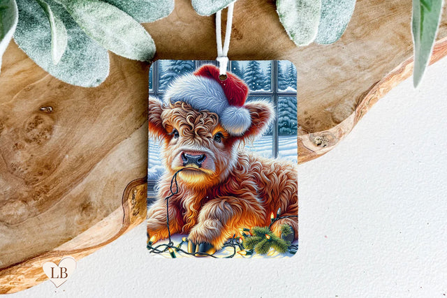 Christmas Cow Air Freshener - Car Freshie Sublimation PNG Sublimation BijouBay 