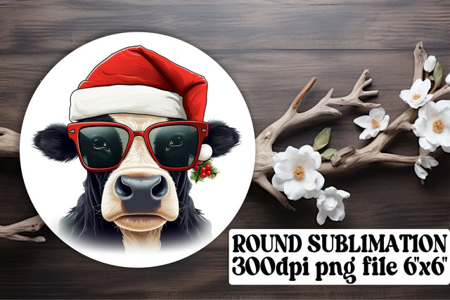 Christmas Cow Circle Delight - Sublimation Holiday Magic Sublimation afrosvg 