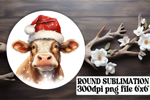 Christmas Cow Circle Ornaments - Sublimation Bliss Sublimation afrosvg 