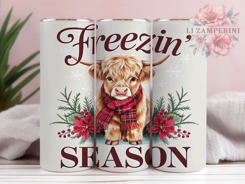 Christmas Cow, Highland Cow, Holiday Decor, Tumbler Wrap, Digital Download, PNG File, Winter Vibes, Festive Art Sublimation Li Zamperini 