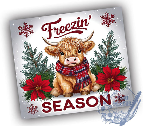 Christmas Cow, Highland Cow, Winter Decor, Tumbler PNG, Sublimation Art, Holiday Gift, Cute Cow, Digital Download Sublimation ToriDesigns 