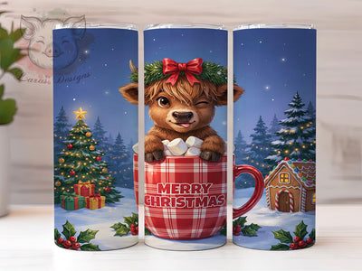 Christmas Cow Mug 20oz Tumbler, Christmas Cow, Holiday Mug, Festive Design, Whimsical Charm, Animal Motif, Skinny Tumbler, Sublimation PNG Sublimation Lara' s Designs 