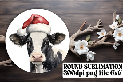 Christmas Cow Parade - Sublimation Circle Ornament Set Sublimation afrosvg 