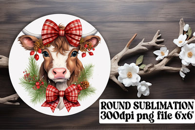 Christmas Cow Parade - Sublimation Circle Ornament Set Sublimation afrosvg 