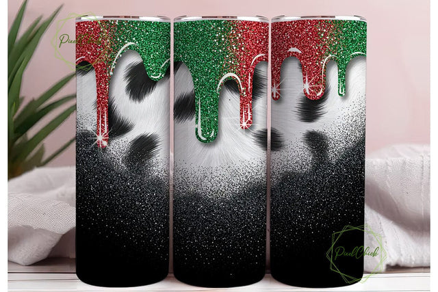 Christmas Cow Print 20oz Tumbler Wrap Sublimation PixelChick 