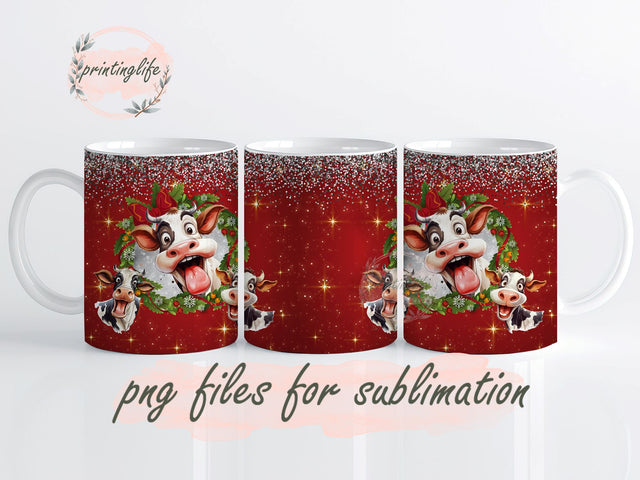 Christmas Cow Tumbler Designs, Christmas Cow Mug Wrap, Christmas Cow Digital Download, Christmas wrap Sublimation PrintingLife 