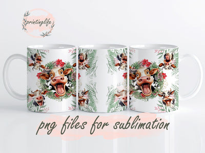 Christmas Cow Tumbler Designs,Christmas Cow Mug Wrap, Digital Download, Christmas wrap Sublimation PrintingLife 