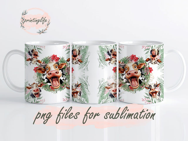 Christmas Cow Tumbler Designs,Christmas Cow Mug Wrap, Digital Download, Christmas wrap Sublimation PrintingLife 