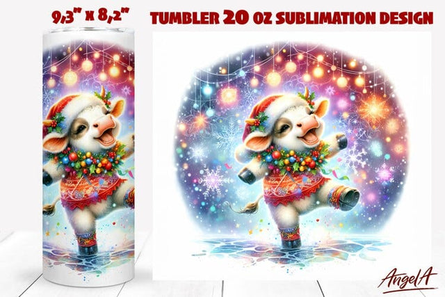 Christmas cow tumbler sublimation, funny farm animals Sublimation Angelina Semenova 