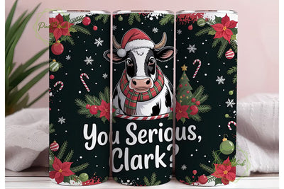 Christmas Cow Tumbler Wrap PNG Sublimation PixelChick 