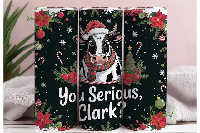 Christmas Cow Tumbler Wrap PNG Sublimation PixelChick 