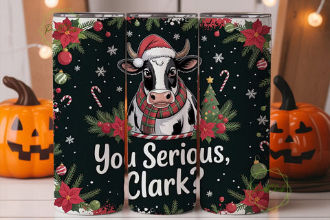 Christmas Cow Tumbler Wrap PNG Sublimation PixelChick 