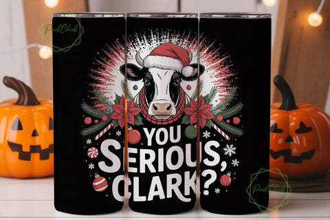Christmas Cow Tumbler Wrap PNG Sublimation PixelChick 