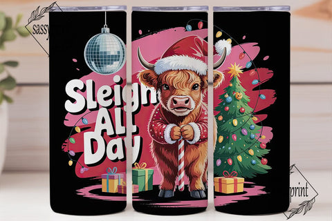 Christmas Cow Tumbler Wrap PNG Sublimation sassyprint 