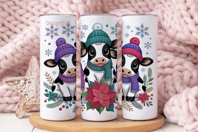 Christmas Cows 20oz Tumbler Wrap Sublimation DesignSVG 