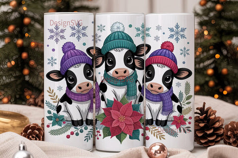 Christmas Cows 20oz Tumbler Wrap Sublimation DesignSVG 