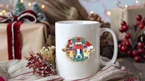 Christmas Cows Trio PNG | Farmhouse Holiday Cow Sublimation Design | Country Christmas Sublimation Sublimation Print Perfect Design Shop 