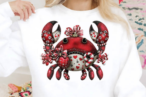 Christmas Crab Clipart, Cute Holiday Sublimation SVGArt 