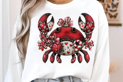 Christmas Crab Clipart, Cute Holiday Sublimation SVGArt 