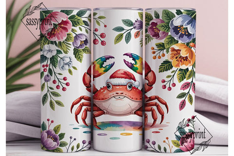 Christmas Crab Tumbler Wrap PNG Sublimation sassyprint 