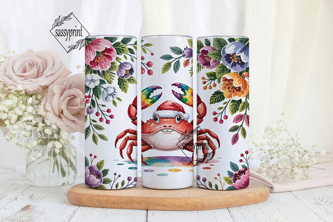 Christmas Crab Tumbler Wrap PNG Sublimation sassyprint 