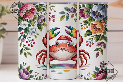 Christmas Crab Tumbler Wrap PNG Sublimation sassyprint 