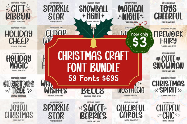 Christmas Craft Font Bundle Font Masyafi Studio 