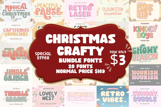 Christmas Crafty Fonts Bundle Font Masyafi Studio 