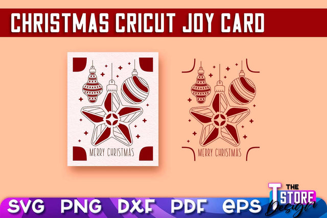 Christmas Cricut Joy Card SVG | Paper Cut SVG | Christmas SVG Design v.1 SVG The T Store Design 