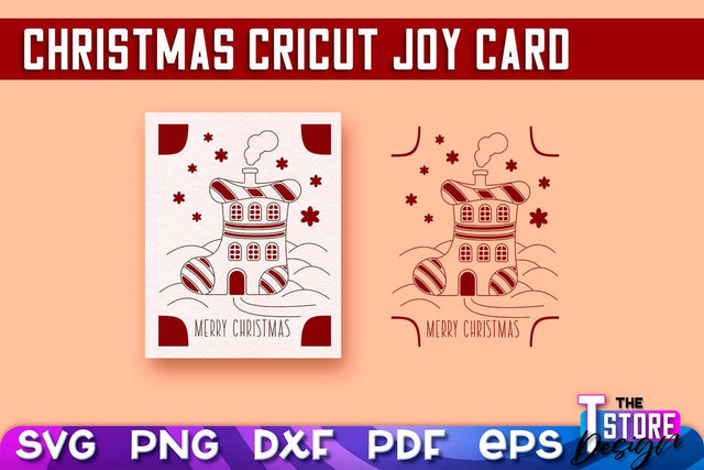 Christmas Cricut Joy Card SVG | Paper Cut SVG | Christmas SVG Design v.1 SVG The T Store Design 