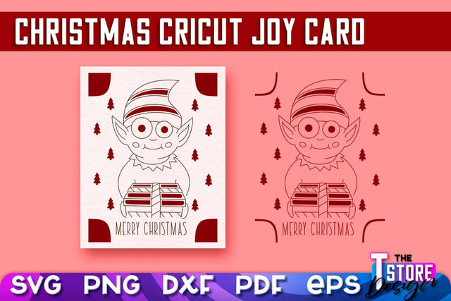 Christmas Cricut Joy Card SVG | Paper Cut SVG | Christmas SVG Design v.2 SVG The T Store Design 