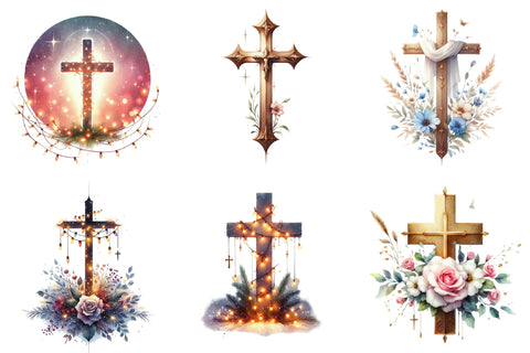 Christmas Cross Watercolor Clipart Sublimation designartist 